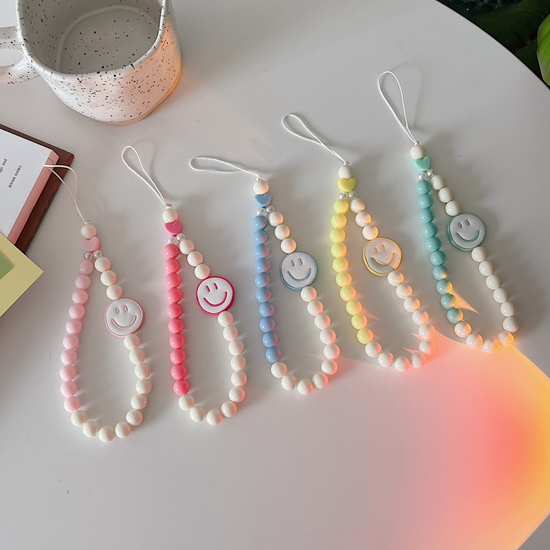 Phone Accessories And Electronics - Smiley face beaded bracelet lanyard anti-lost