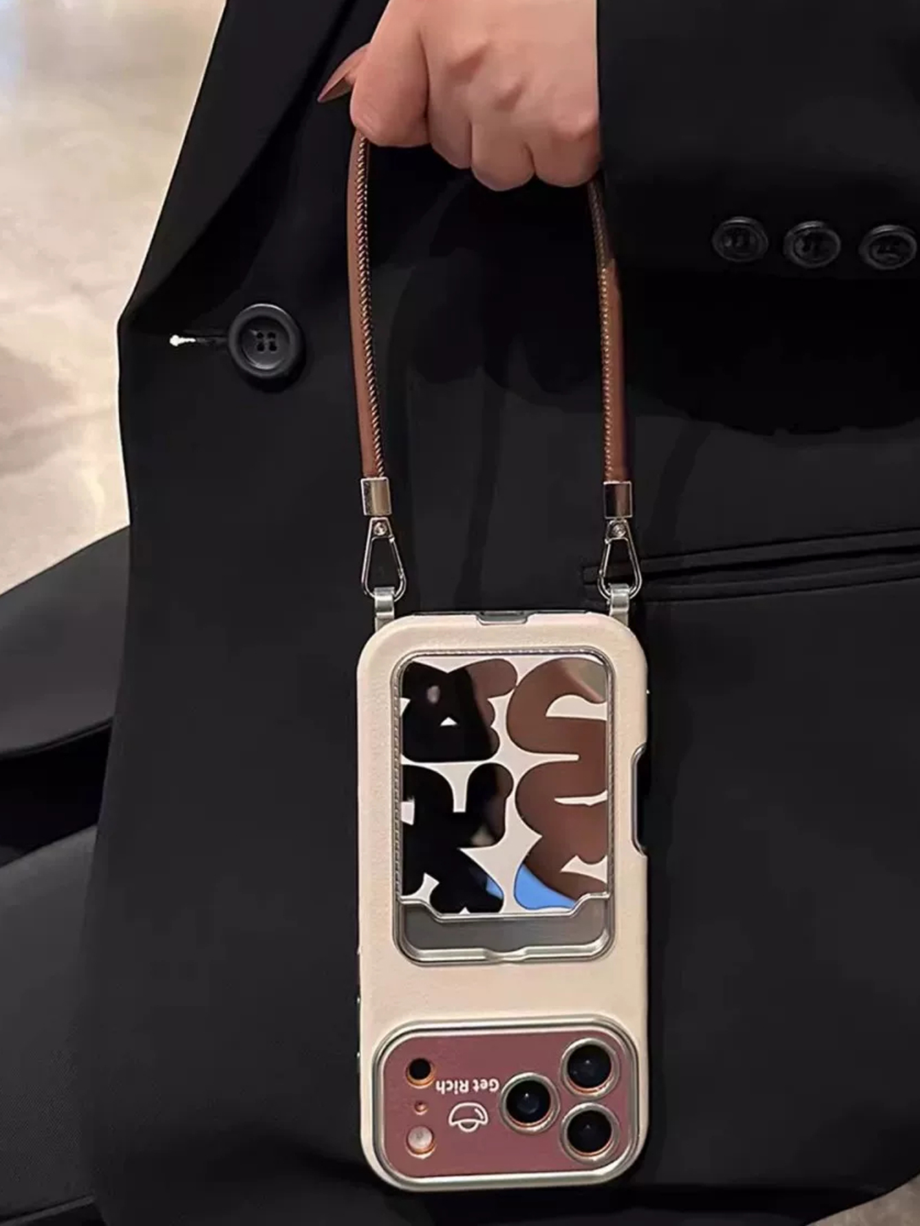 Luxury Leather Mirror Card Hol - Phone Accessories Holder recension och pris