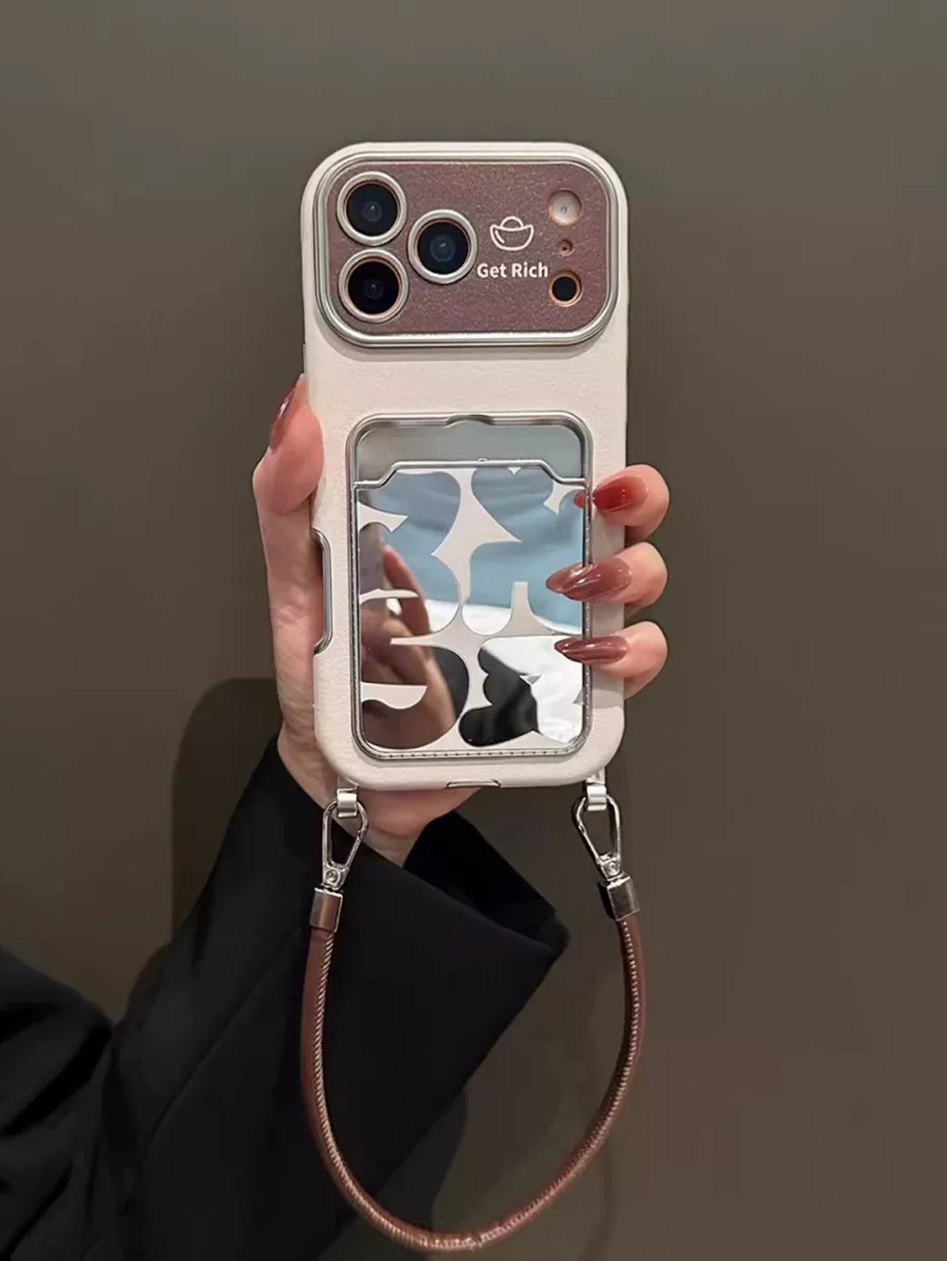 Luxury Leather Mirror Card Hol - Phone Accessories Holder recension och pris