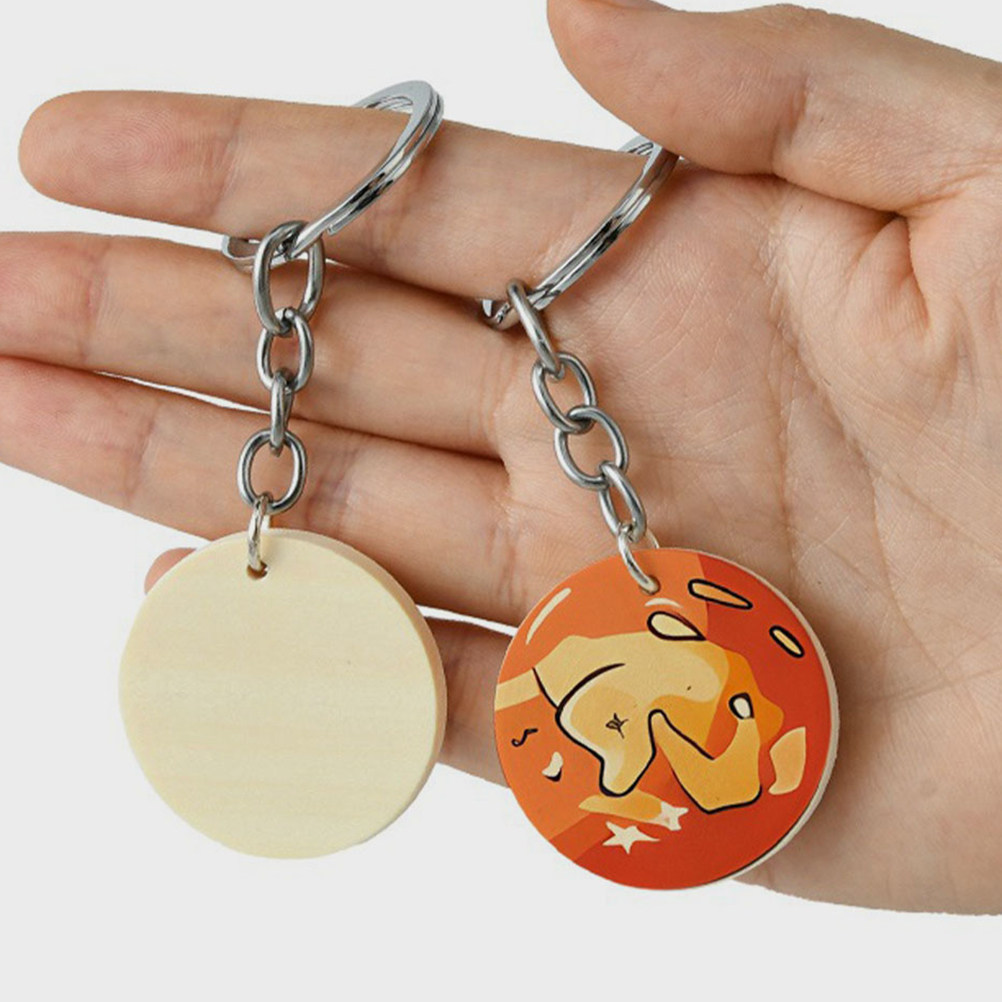 1Set Round Wooden Keychain Bla - Phone Accessories Ideas recension och pris